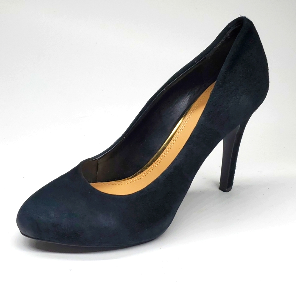 JS By Jessica Marya Black Suede Leather Pumps EUC